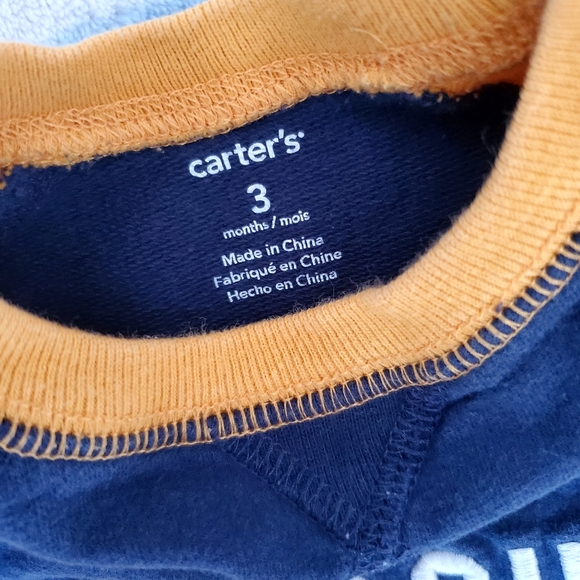 Carter's Big Guy 34 Football yellow&Navy sweater style sleeper - Picture 3 of 3
